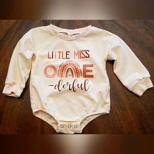 Little Miss One-derful Cream One Piece Size 12 Months